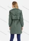 Wholesale Women's Zip Up Drawstring Plain Hooded Rain Coat - Liuhuamall