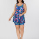 Women's Sporty Allover Floral Print Ruffle Hem Tank Swimsuit 2 Piece Set 013# Blue Clothing Wholesale Market -LIUHUA