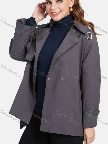 Wholesale Women's Casual Lapel Double Breasted Windbreaker Mid Length Trench Coat With Tie Belt
