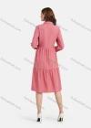 Wholesale Women's Plain Casual Button Down Long Sleeve Flared Hem Midi Shirt Dress - Liuhuamall