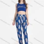 Wholesale Women's Casual Rhinestone Letter Crop Tank Tops & Allover Leaf Print Pants 2 Piece Set Lounge Pajama Suit preview