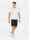Wholesale Men's Casual Short Sleeve Allover Print Button Front Polo Shirts - Liuhuamall