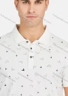 Wholesale Men's Casual Short Sleeve Allover Print Button Front Polo Shirts - Liuhuamall