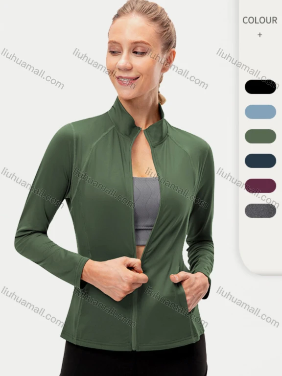 Wholesale Women's Plain Athletic Full Zipper Gym Dry Fit Long Sleeve Running Sport Jacket