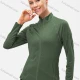 Wholesale Women's Plain Athletic Full Zipper Gym Dry Fit Long Sleeve Running Sport Jacket Army Green Clothing Wholesale Market Liuhua