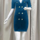 Women's V Neck Double Breasted Slim Dress JF341 Clothing Wholesale Market -LIUHUA