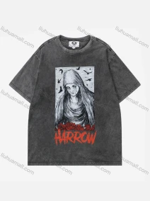 Wholesale Unisex Fashion Distressed Crew Neck Loose Fit Graphic 100%Cotton Short Sleeve Tee QX13#, LIUHUA CLOTHING WHOLESALE