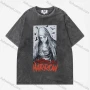 Wholesale Unisex Fashion Distressed Crew Neck Loose Fit Graphic 100%Cotton Short Sleeve Tee QX13# preview