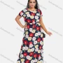 Wholesale Women's Plus Size Short Sleeve Floral Print Drawstring Waist Casual Maxi Dress preview