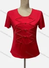 Wholesale Women's Casual Crew Neck Short Sleeve Beaded Blouse - Liuhuamall