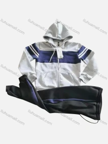 Wholesale Kid's Casual Striped Colorblock Long Sleeve Zipper Hoodie & Splicing Colorblock Pants 2 Piece Set, LIUHUA CLOTHING WHOLESALE