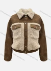 Wholesale Women's Casual Corduroy Splicing Fluff Button Down Flap Pockets Crop Fluffy Jacket - Liuhuamall