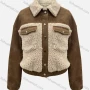 Wholesale Women's Casual Corduroy Splicing Fluff Button Down Flap Pockets Crop Fluffy Jacket preview