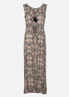 Wholesale Women's Casual Sleeveless Keyhole Neck Vintage Print Pleated Maxi Tank Dress - Liuhuamall