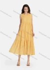 Wholesale Women's Casual Frill Neck Tiered Hem Midi Tank Dress 26252# - Liuhuamall