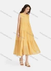 Wholesale Women's Casual Frill Neck Tiered Hem Midi Tank Dress 26252# - Liuhuamall