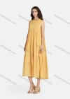 Wholesale Women's Casual Frill Neck Tiered Hem Midi Tank Dress 26252# - Liuhuamall