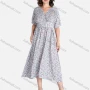 Wholesale Women's Boho V Neck Short Sleeve Floral Print Midi Dress preview