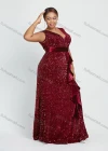 Wholesale Women's Glamorous Ruffle Trim Sleeveless Sweetheart Sequin Floor Length Evening Dress - Liuhuamall