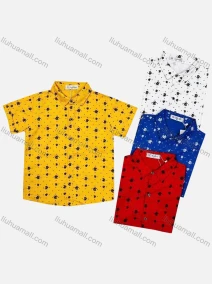 Wholesale Boy's Casual Allover Print Short Sleeve Shirt, LIUHUA CLOTHING WHOLESALE