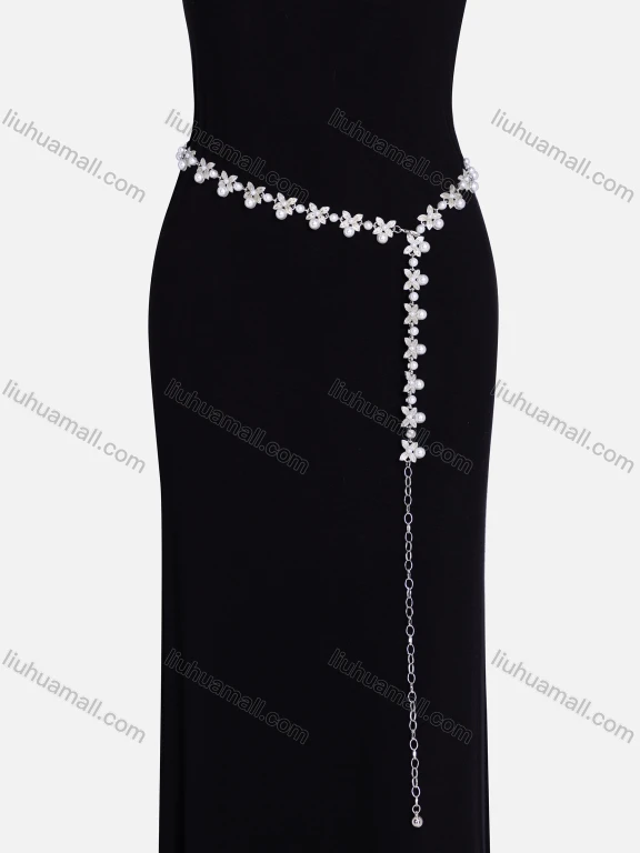 Wholesale Rhinestones Pearls Decor Metal Waist Chain QDLF2312#