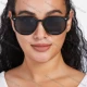 Wholesale Polished Black Frame Solid Lenses Sunglasses Black Clothing Wholesale Market Liuhua