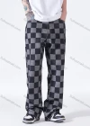 Wholesale Men's Casual Checkerboard Print Straight Leg Long Pants - Liuhuamall