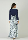 Wholesale Women's Tie Neck Art Print Splicing Slim Fit Maxi Dress - Liuhuamall