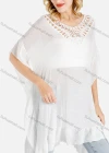 Wholesale Women's Plain Crochet Panel Tie Back V-Neck Drop Shoulder Cover Up - Liuhuamall