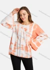 Wholesale Women's Casual Square Neck Bell Sleeve Tie Dye Tunic - Liuhuamall