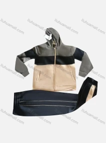Wholesale Kid's Casual Striped Colorblock Long Sleeve Zipper Hoodie & Splicing Colorblock Pants 2 Piece Set, LIUHUA CLOTHING WHOLESALE