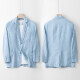 Men's Casual Lapel Linen Plain Ruched Single Breasted Patch Pockets Blazer NM050# Blue Clothing Wholesale Market -LIUHUA