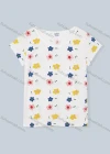 Wholesale Women's Scoop Neck Short Sleeve Cartoon Floral Print Casual T-Shirt 9196# - Liuhuamall