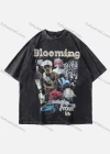 Wholesale Men's Fashion Hip Hop Oversized Crew Neck Short Sleeve Wash Distressed Graphic T-shirt 812# - Liuhuamall