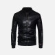 Men's Fashion Moto Stand Collar Zipper Leather Jacket Black Clothing Wholesale Market -LIUHUA