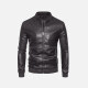 Men's Fashion Moto Stand Collar Zipper Leather Jacket Brown Clothing Wholesale Market -LIUHUA