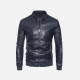 Men's Fashion Moto Stand Collar Zipper Leather Jacket Slate Gray Clothing Wholesale Market -LIUHUA