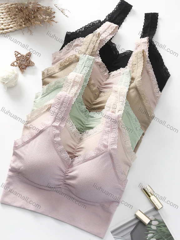 Wholesale Women's Basics Plain Breathable Shirred Built-in Bra Lingerie 209#