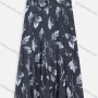 Wholesale Women's Elegant High Waist Pleated Allover Leaf Print Midi Skirts preview