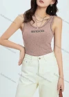 Wholesale Women's Casual Letter Print Scoop Neck Tank Top - Liuhuamall
