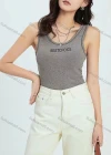 Wholesale Women's Casual Letter Print Scoop Neck Tank Top - Liuhuamall