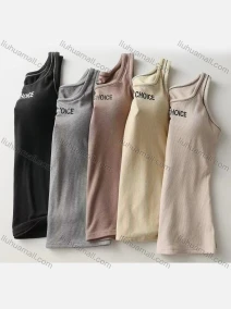 Wholesale Women's Casual Letter Print Scoop Neck Tank Top, LIUHUA CLOTHING WHOLESALE