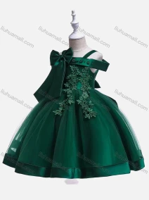 Wholesale Girls Lovely Sleeveless Appliques Lace Bow Knot Tiered Dress, LIUHUA CLOTHING WHOLESALE