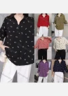 Wholesale Women's Casual Collared Long Sleeve Allover Print Blouse 2352# - Liuhuamall