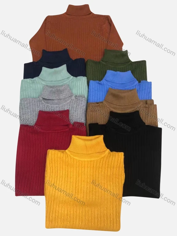 Wholesale Men's Casual Plain Turtleneck Long Sleeve Sweater