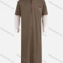 Wholesale Men's Modest Mock Neck Plain Zipper Front Patch Pocket Splicing Pakistani Middle East Ramadan Muslim Arabic Robe preview