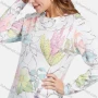 Wholesale Women's Elegant Round Neck Long Sleeve Rhinestone Floral Print Knit Top preview