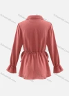 Wholesale Women's V Neck Poet Sleeve Button Front Tie Side Solid Shirt - Liuhuamall