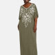 Women's African Embroidery Robe Short Sleeve Kaftan Curved Hem Plus Size Maxi Dress 7# Clothing Wholesale Market -LIUHUA
