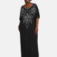 Women's African Embroidery Robe Short Sleeve Kaftan Curved Hem Plus Size Maxi Dress 8# Clothing Wholesale Market -LIUHUA